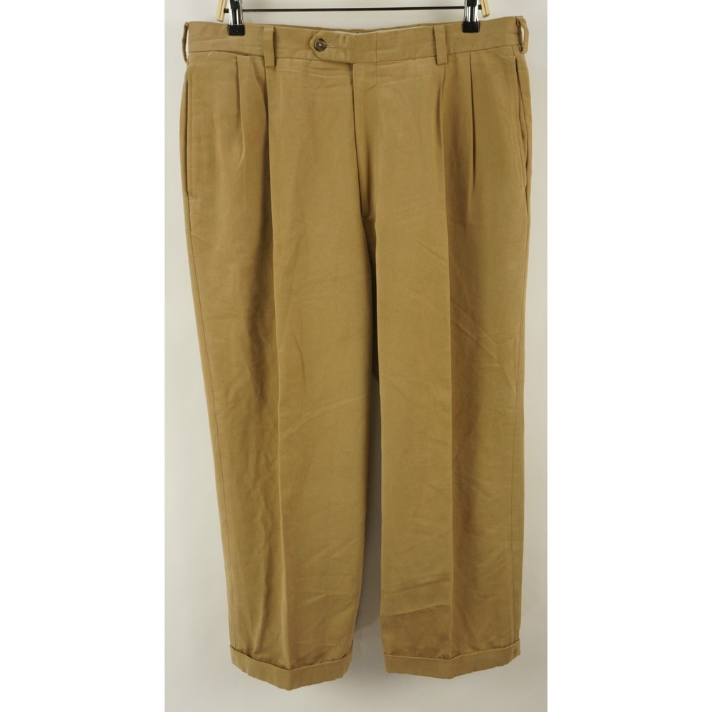 Vintage Charleston Khakis Moleskin Pleated Cuffed Trouser Pant Men's 36 x 27